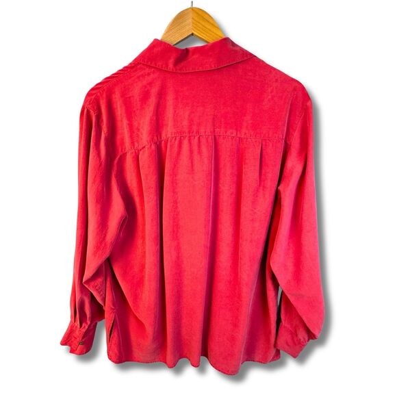 Vintage Y2K Express Silk 100% Button-Up Shirt – Red – Size Large - Picture 4 of 16